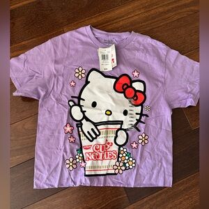 Sanrio Hello Kitty Lilac Graphic Crop Tee with Red Bow